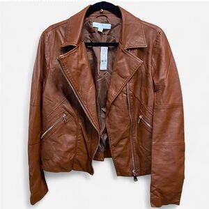 NWT New York & Company Brown Faux Leather Jacket